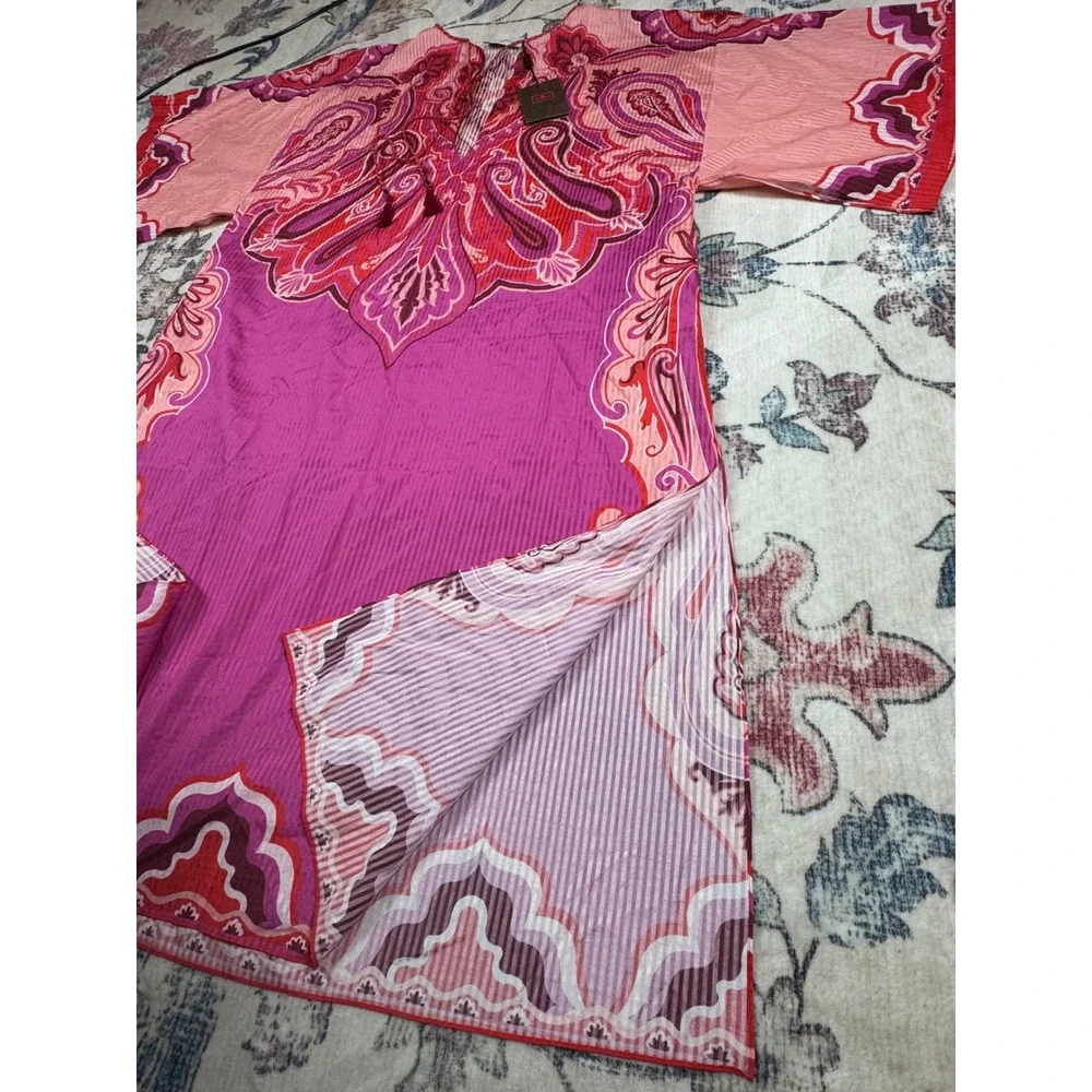 ETRO NWT Paisley Silk Cotton Kaftan Dress 38 Resort Midi Italy $1550 Resortwear - Picture 13 of 16
